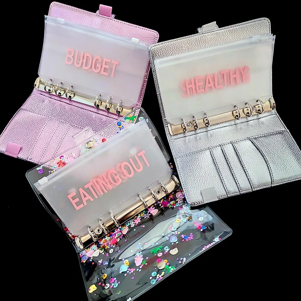 

cash pocket frosted transparent ziplock money pouch label stickers zipper bag a5 a6 cash envelopes for budgeting