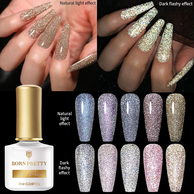 

BORN PRETTY Newest 7ml Reflective Disco Party Gel Polish Nail Art Soak Off UV Disco Gel Polish for Nails Design