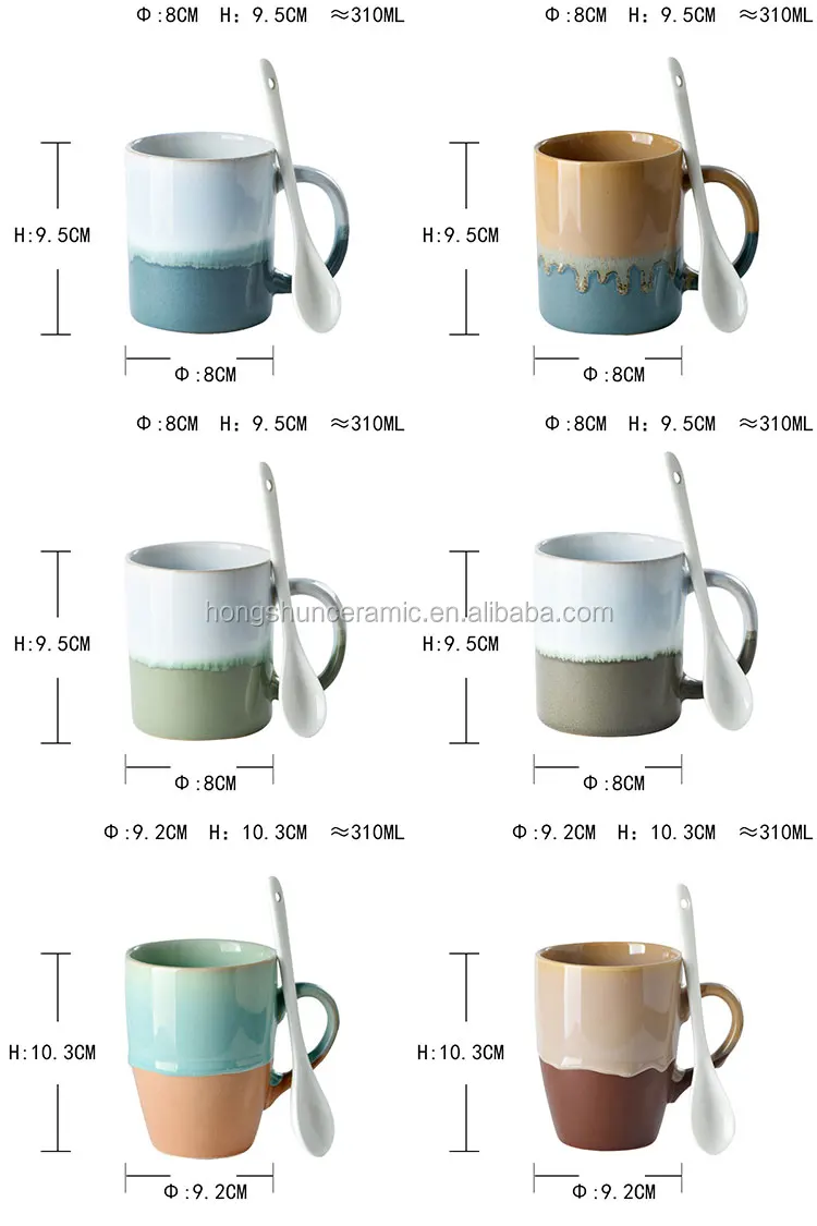 Fashion Customized Colorful Stoneware Coffee Tea Mugs Water Bottle for Cafe