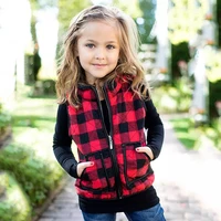 

Girls buffalo plaid vests kids quilted plaid vests Mommy and me plaid vests children winter velvet fashion shirts high quality w