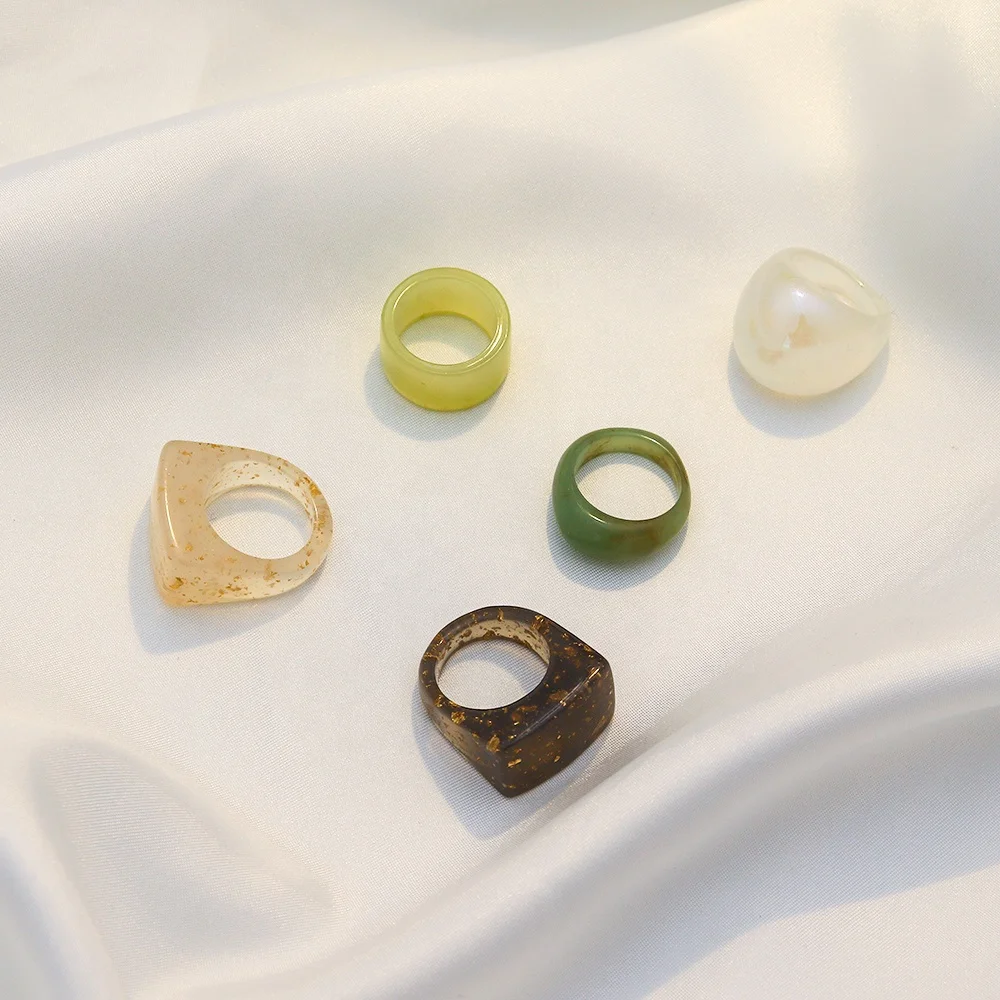 

Summer Candy Color Sweet Cold Sense Chic Acrylic Rings Jewelry Women 2021, Colorful