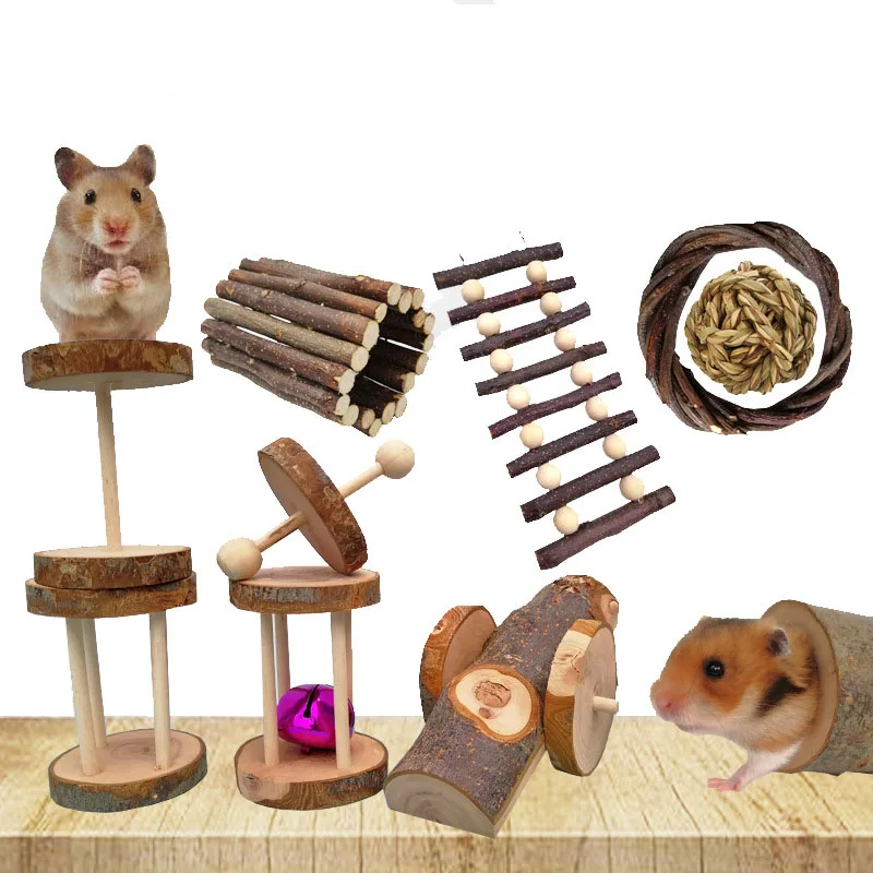 

Hamster Accessories Natural Wooden Stairs Chewing Hamster Toys For Hamster Dutch Pig Rabbit