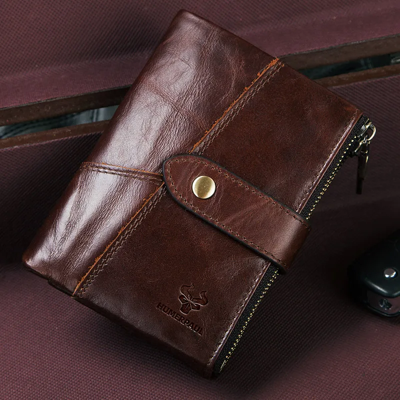 

HUMERPAUL Minimalist Bifold Genuine Leather Cartera Card Holder Wallet Men Purse Wallet Coin Customized Short Men'S Wallet, Black/coffee/red/black/brown