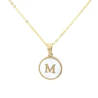 

Fashion Delicate Stainless Steel Circle Shell 26 Letters Initial Pendant Necklace for Women