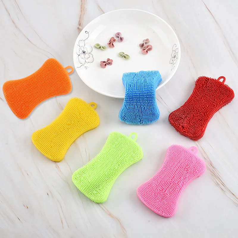 

Silicone Soap Dish Brush Pot Dish Bowl Brush Scouring Pad Kitchen Clean House holding Brush, Picture