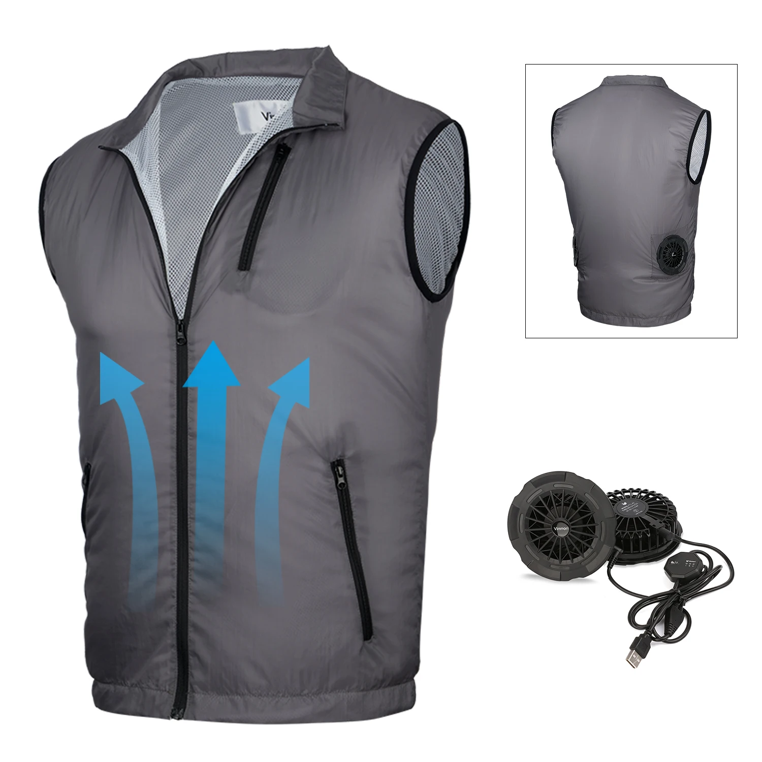 

Power Bank Powered Japanese Style Fan Vest Working Hi Vis Air Cooling Vest