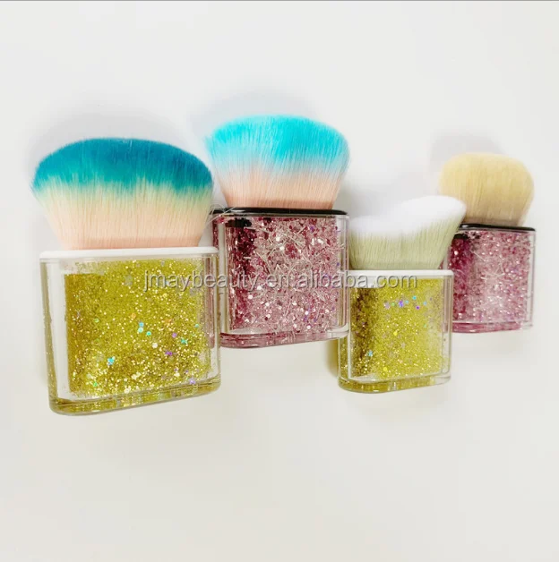 

Wholesale Single Short Powder Brush Quicksand Foundation Brush Big Kabuki Brushes Private Label Makeup Beauty, Pink/yellow