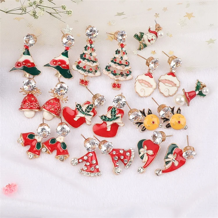 

2021 Christmas Gift Crystal Snowflake Statement Stud Earrings For Women Earring Fashion Jewelry, Picture
