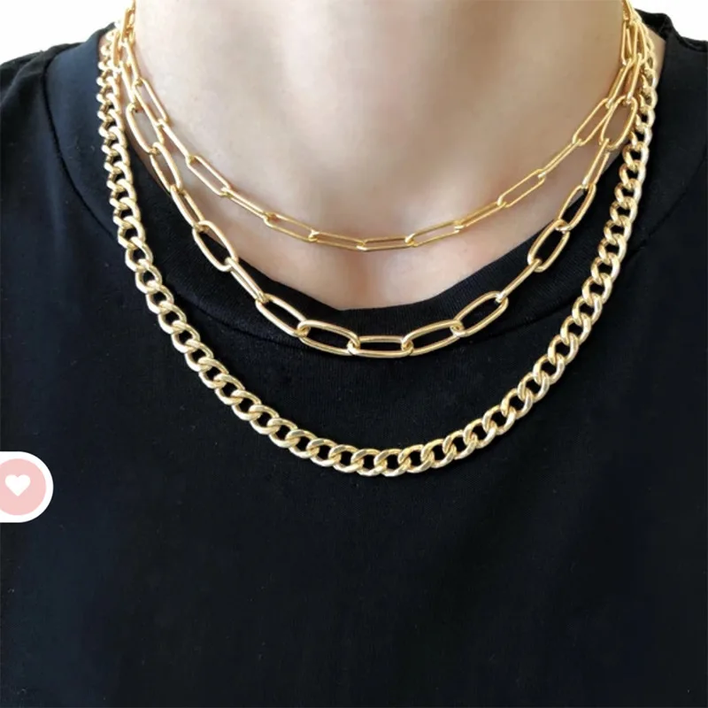 

Popular 18K Gold Plated Chunky Chain Necklace Stainless steel necklace Jewelry, Gold color