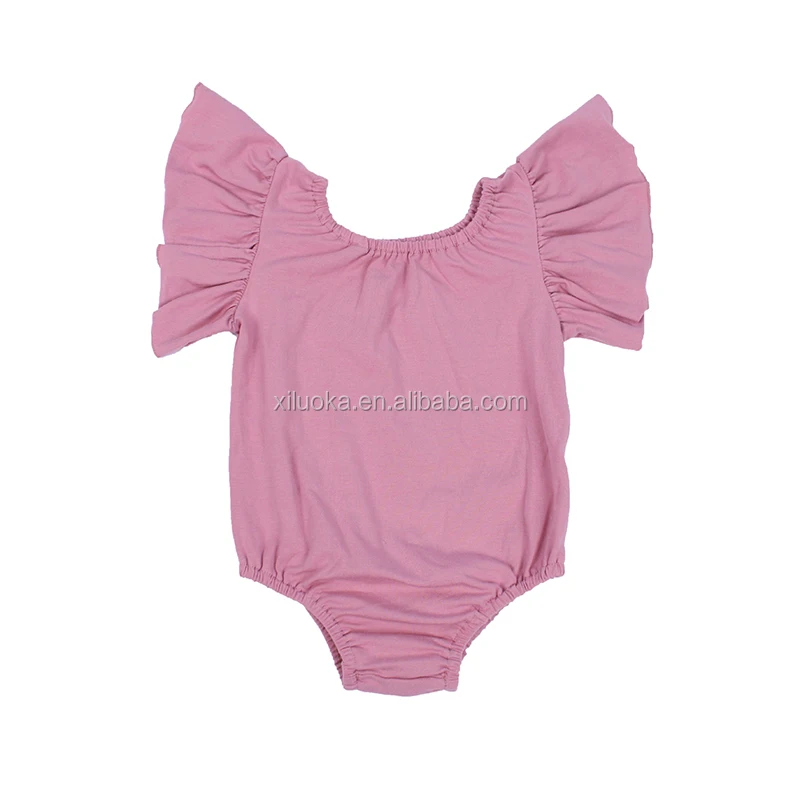 

Hot Sale Baby Clothes Soild Pink Cotton Kids Flare Romper Sweet Baby Girl 2021 Bubble Rompers, Picture