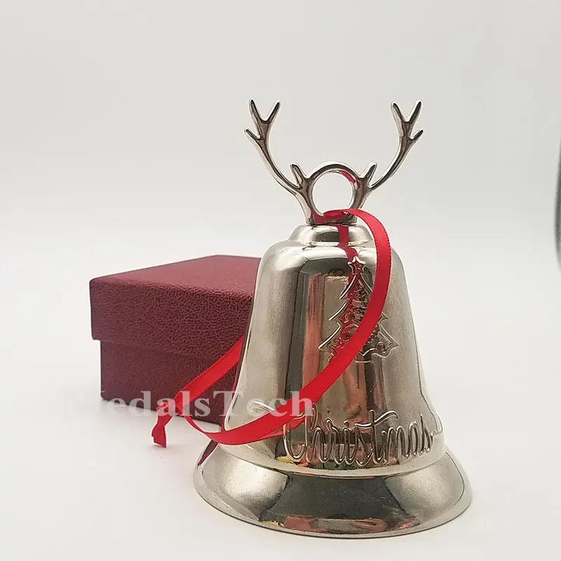 In stock silver gold brass plating metal hand door souvenir metal dinner bell for christmas