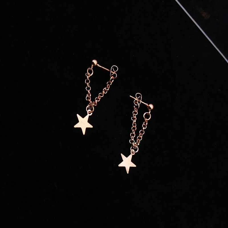 

1 Pairs Simple and Creative Personality Star Chain Tassel Pendant Pierced Tassel Earrings for Women and Men Gift Jewelry
