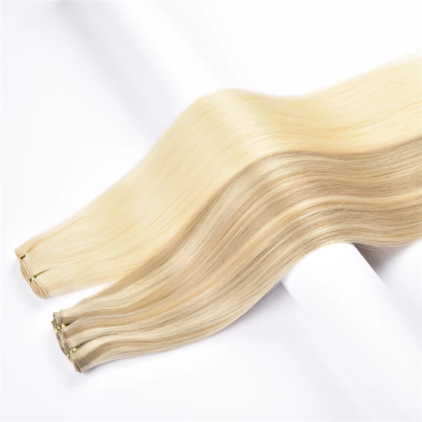

Remy Hand Tied Weft Hair Extensions 22" 24" 100% Virgin Drawn Hair Dowble Drawn European Cuticle Hair Factory Direct Supplyand