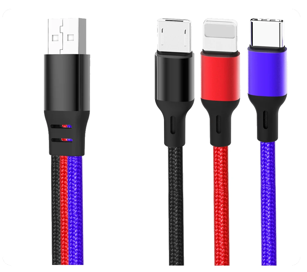 

Pogo cable 3 in 1 usb charing cable with micro type c usb for apple vivo sansung huawei