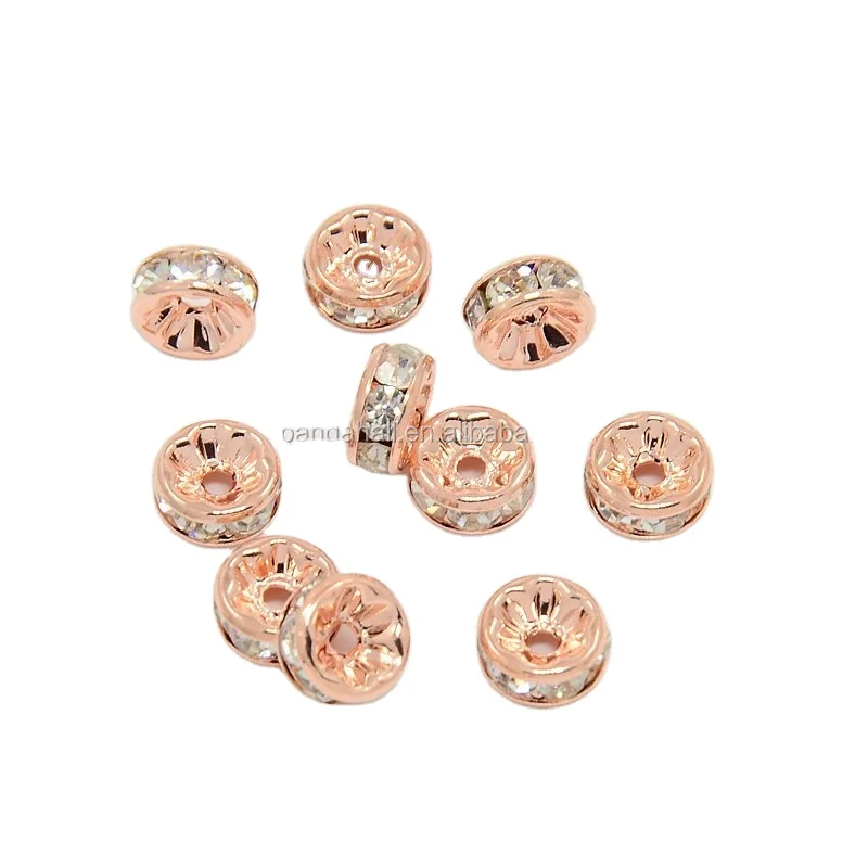 

PandaHall Rose Gold Brass Crystal Rhinestone Spacer Beads
