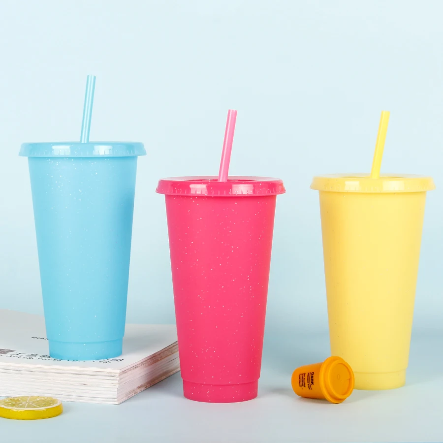 

Smoothie cooler take away kid's recyclable cute luxury plastic reusable iced hot cold drink cup with lid straw