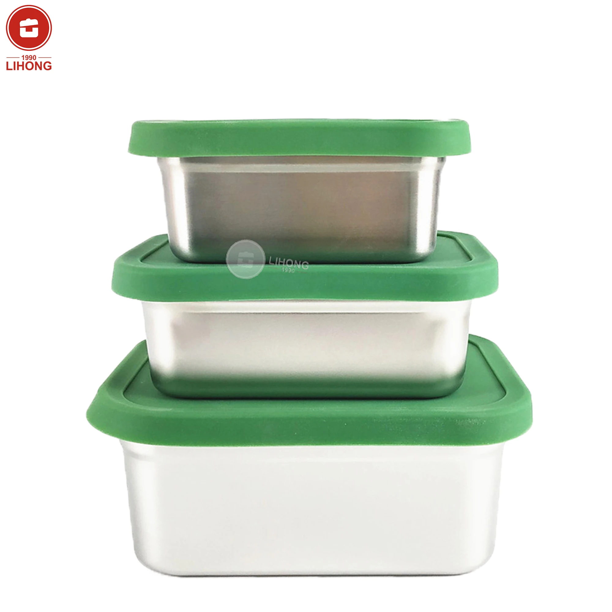 

IKITCHEN Food grade 304 stackable stainless steel food storage container airtight kids lunch box Kimchi box silicone lunch box, Customized color