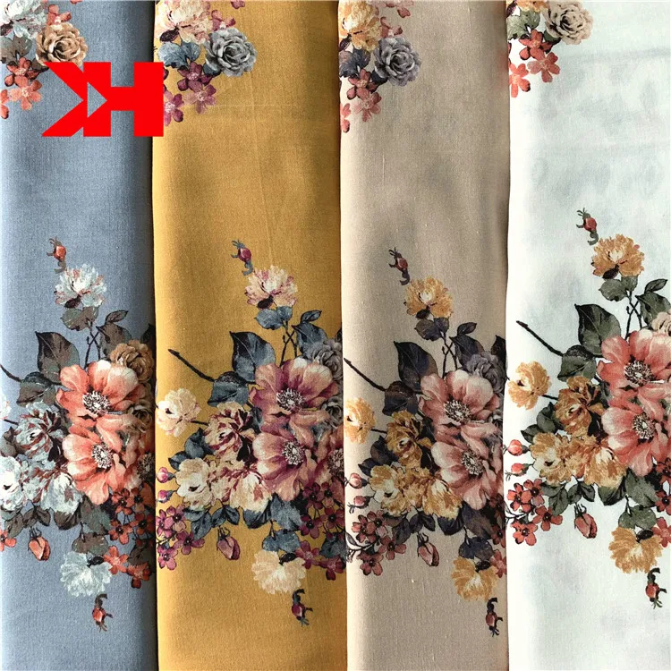 

Shaoxing textile stock flowers woven rayon printed 100% rayon fabric for shirt