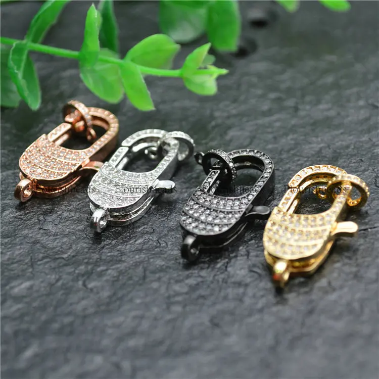 

High Quality 12X28mm Big Hook Lobster Clasps Zircon Beads paved Jewelry Findings DIY making