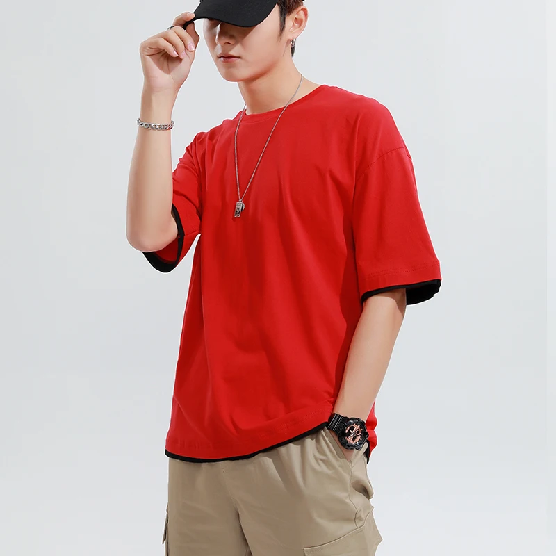 

wholesale custom mens cheap 100% cotton Jersey side cut oversized t shirt