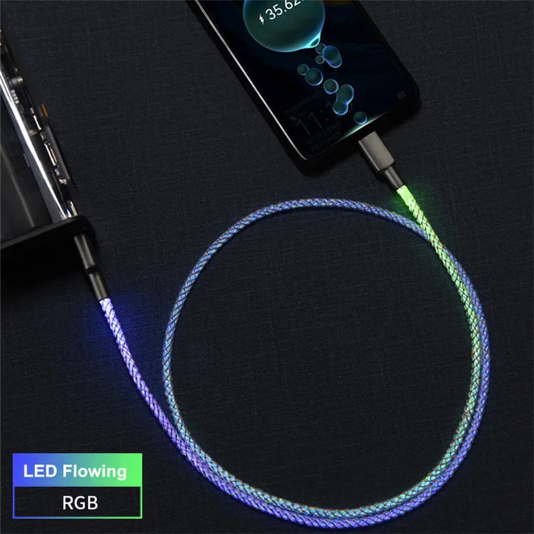 

High Quality LED Shining USB Type-C Data Cable Mobile Phone Charging Cables for iPhone for Samsung Cell Phone Charging Cables, Multicolor