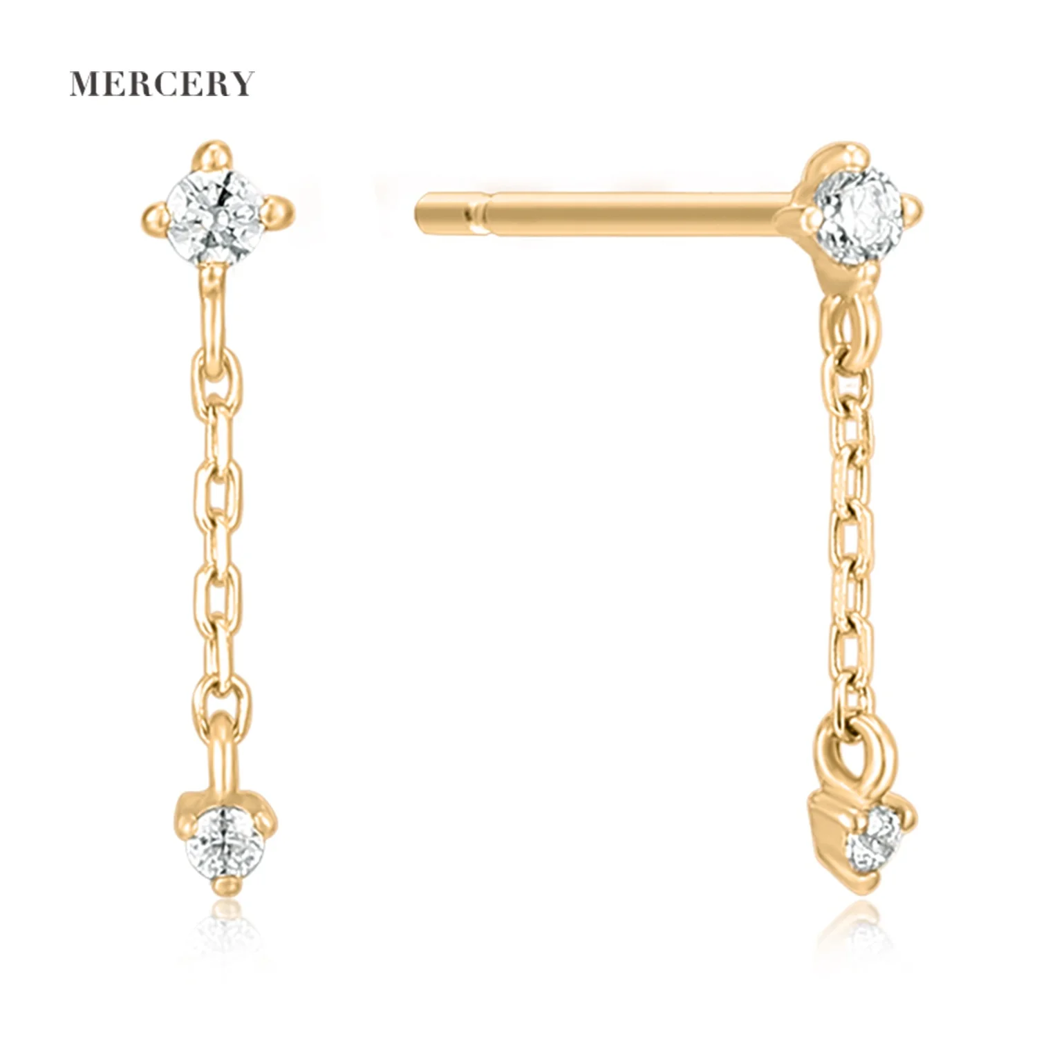 

Mercery Fine Jewelry Hypoallergenic Natural Stone Earrings Diamond Drop Chain Earrings 14k Solid Gold Earrings For Women