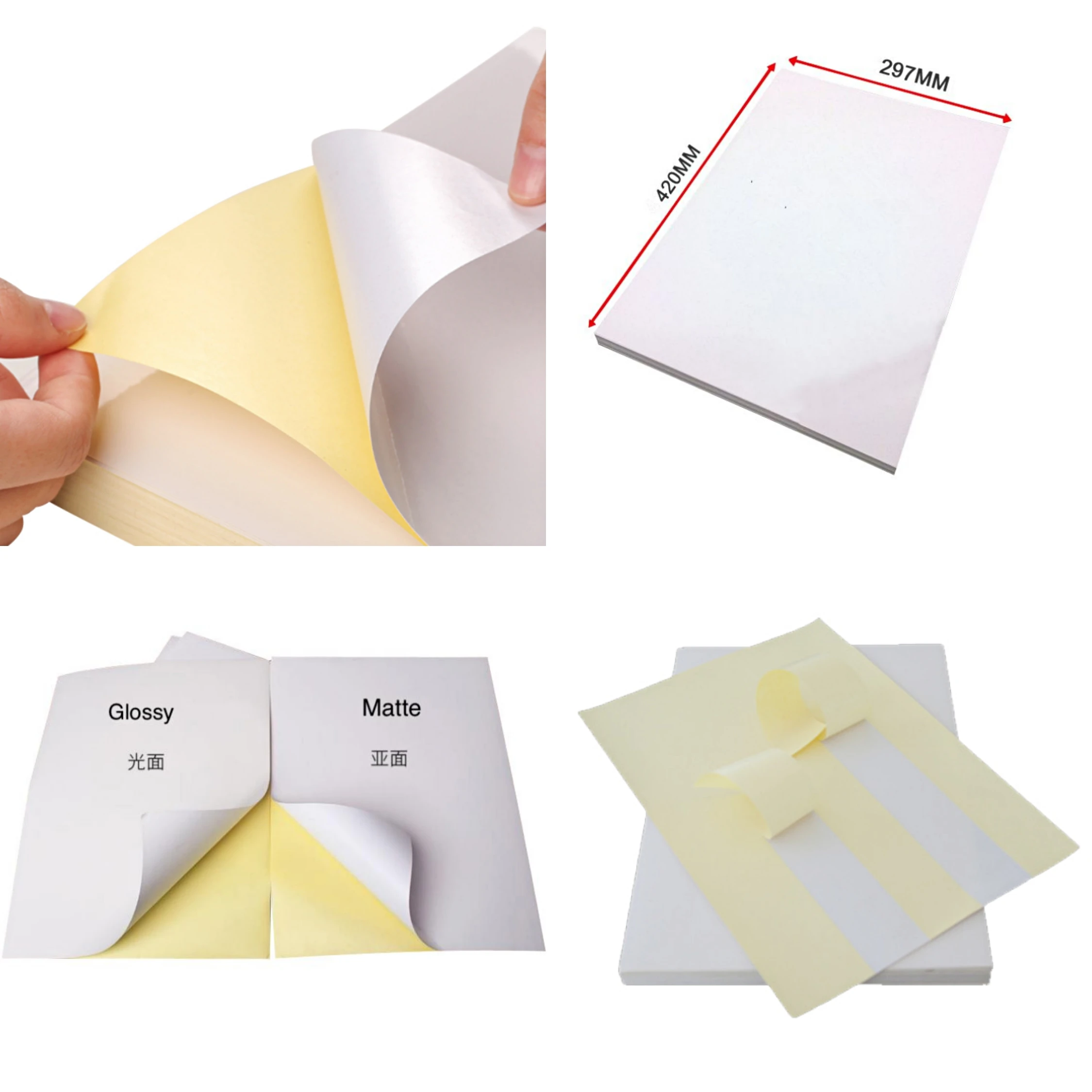 A4 Size Glossy Sticker Label Roll Self Adhesive Sticker Paper Sheet