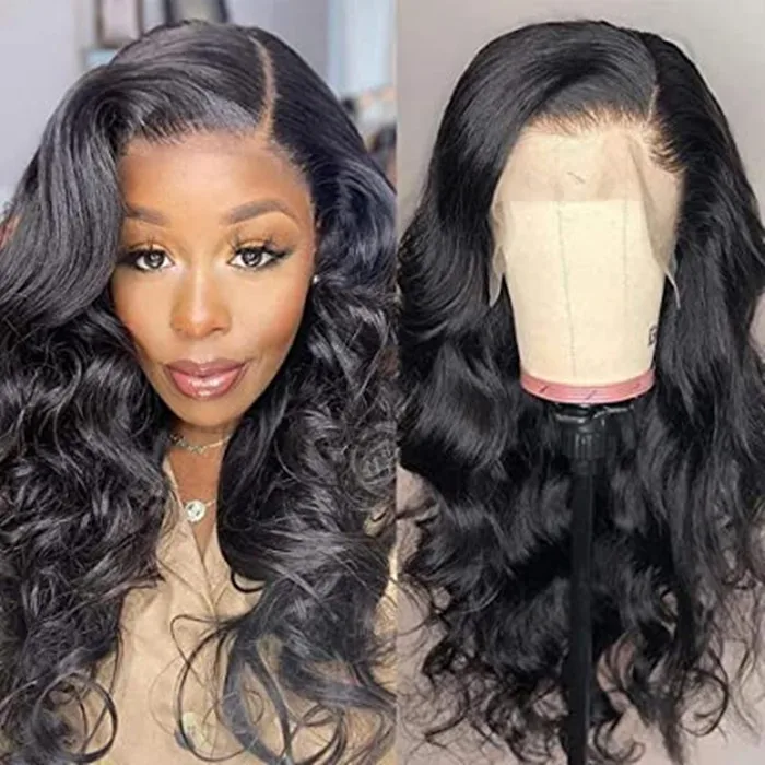 

DIVA1 Body Wave HD Transparent Lace Front Human Hair Wigs, Brazilian 13X4 Invisible Lace Frontal Wig Pre Pluck 180% Density
