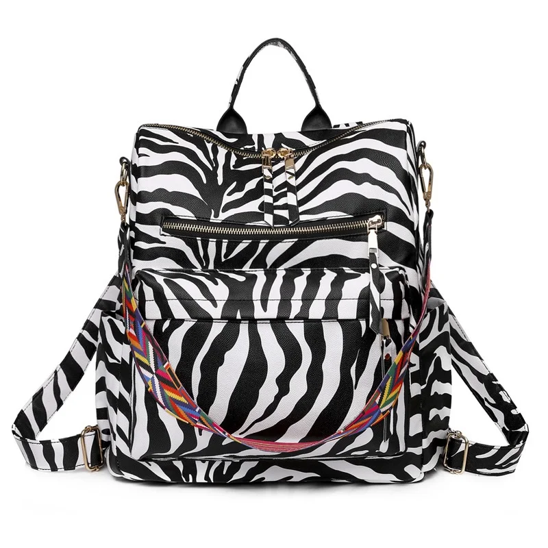 

Fashion Animal Prints Leather Backpack Shoulder Bag Portable Ladies Back Pack Outdoor Travel Leisure