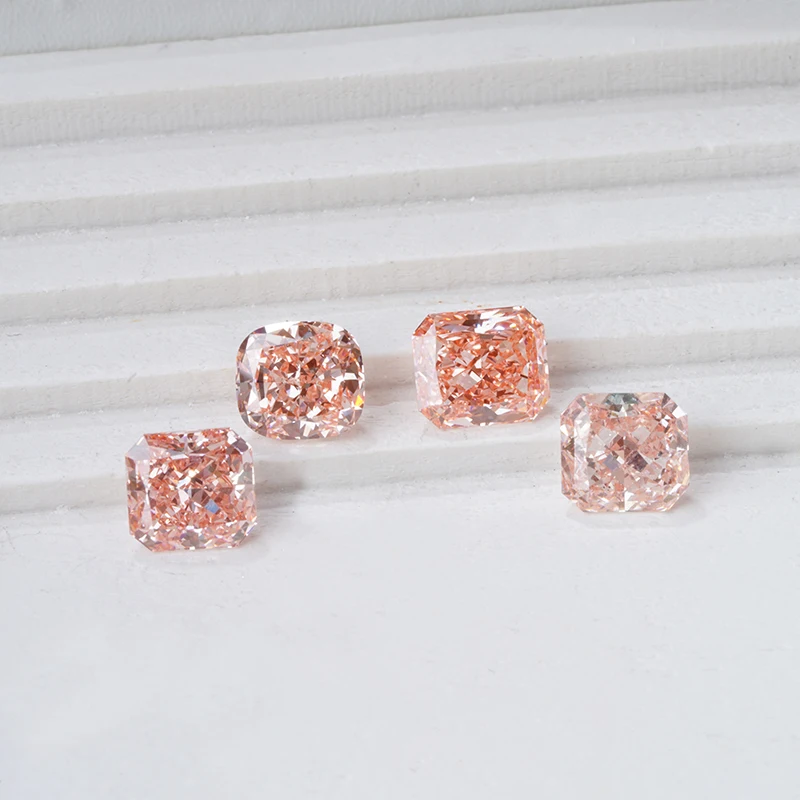 

Radiant Cut Pink Color lab created diamond HPHT man made Loose Lab Grown Diamond