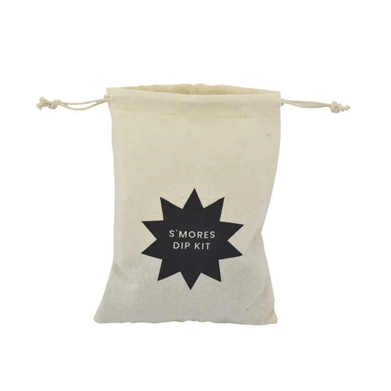 

Customized Organic Cotton Muslin Cloth Drawstring Bag, Natural