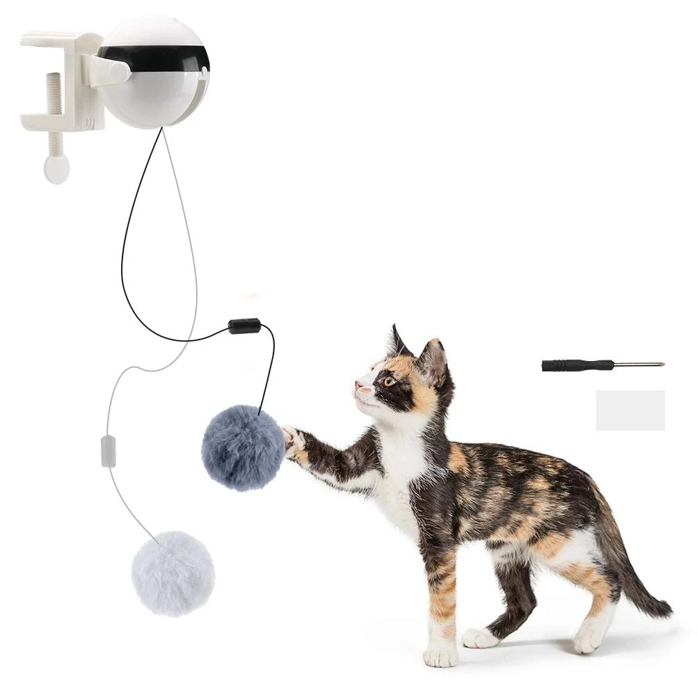 

Electric Automatic Lifting Motion Cat Toy Interactive Puzzle Smart Pet Cat Teaser Ball Pet Supply Lifting Toys, White