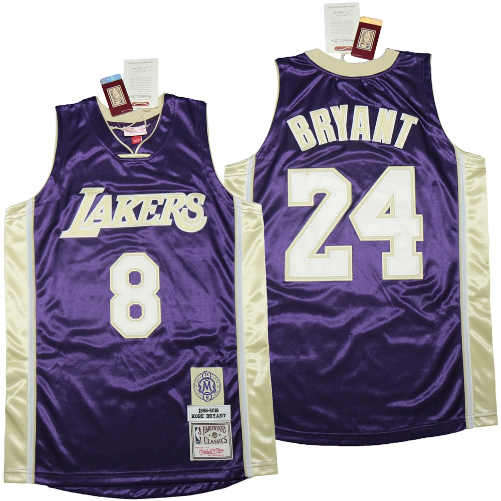 

New Best Quality Mitchell Purple Mamba Hardwood Classic Bryant basketball Jersey # 8 #24 Front 8 back 24 Custom Name and Number, As picture