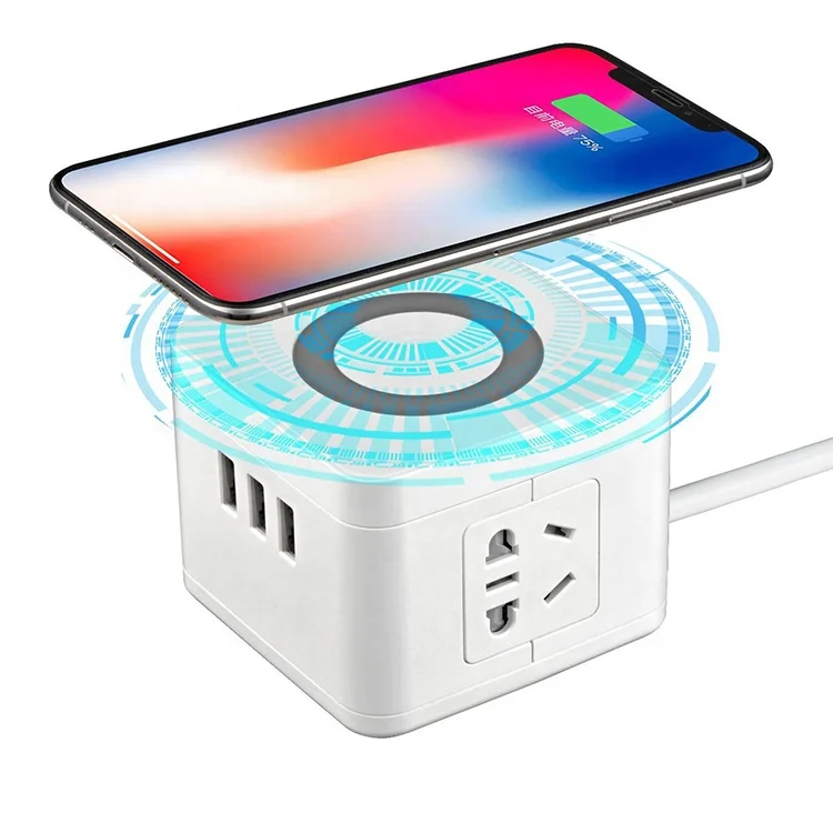 

Universal multi smart office desk power electric socket outlet wireless charger for multi electrical sockets with PD