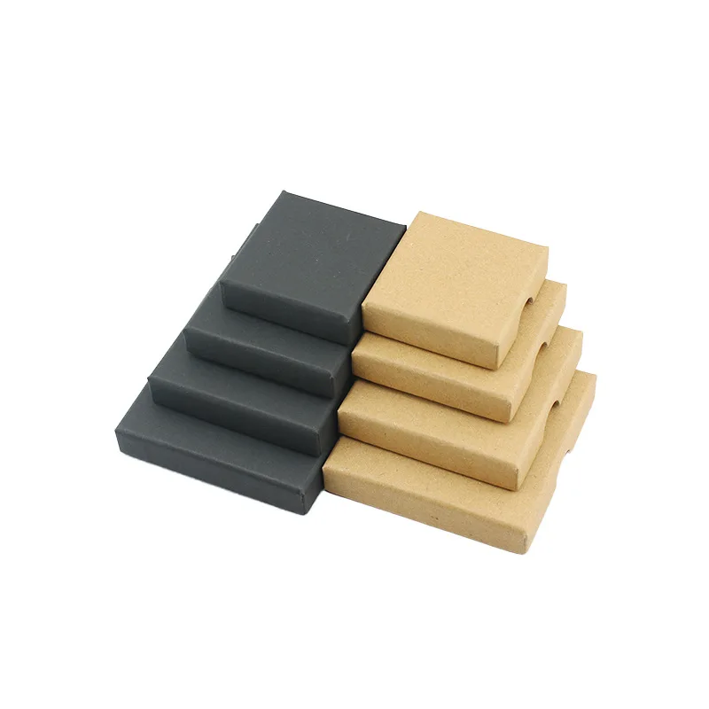

Custom Mini Thin Bangle Packaging Storage Box Black Kraft Paper Gift Jewelry Boxes With Logo for Jewellery, As picture