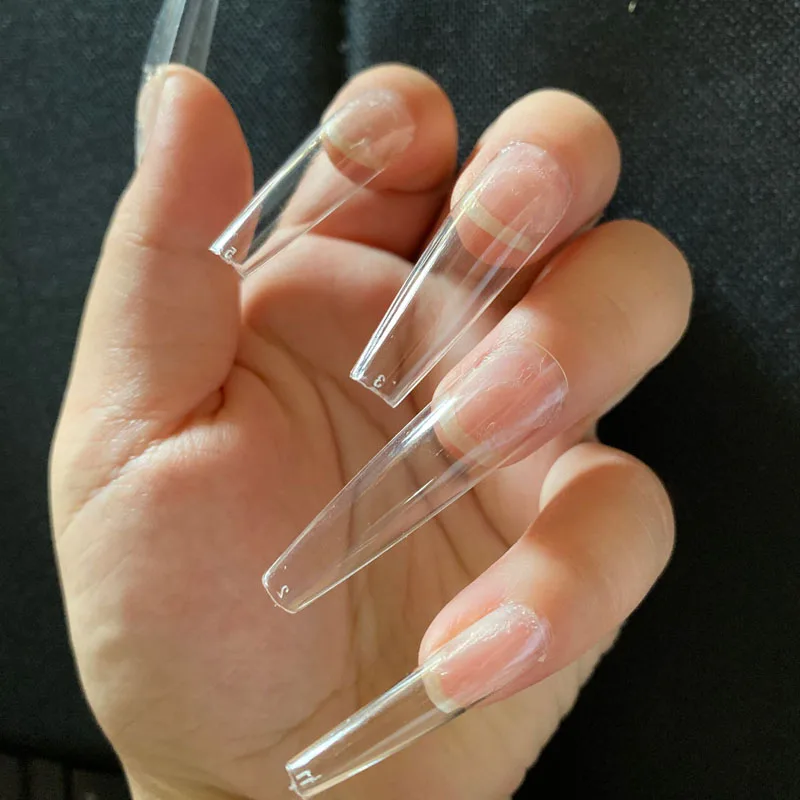 

Super XXL Long Coffin Full Cover Gel Nail Tips Of Artificial Strong Soft French Press On Fingernail 600pcs Wholesale Price, Picture