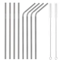 

2020 Amazon Top Seller FDA-Approved Stainless Steel Metal Drinking Straws with Cleaning Brush Metal Straws