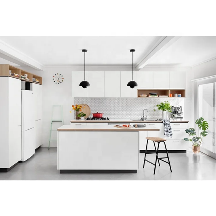 Customized modern lacquer MDF melamine modular cabinet module white kitchen designs