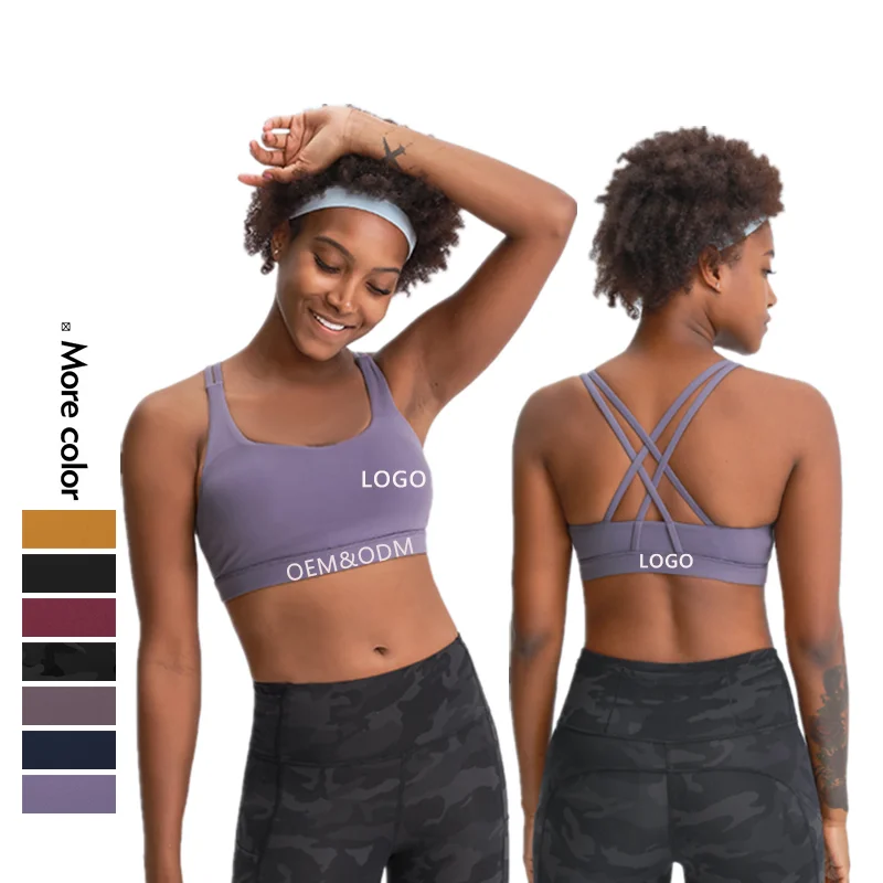 

Xwunwing Wholesale Custom Logo Soft Compression Printed Yoga Bra Top Fitness Sports Wear Women Sports Bra with Removable Cups, 7 colors