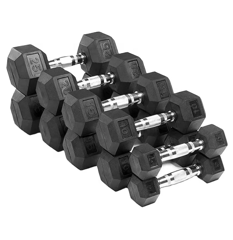 

Factory good quality OEM/ODM natural rubber hex dumbbell weights rubber hex dumbbell set for Gym&Home use, Black