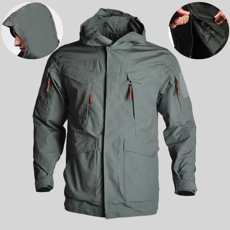 

Free Shipping Outdoor Tactical Windbreaker M65 Coat Army Fans Training Military Jacket Mens Windproof Warm Hiking Hooded Jackets