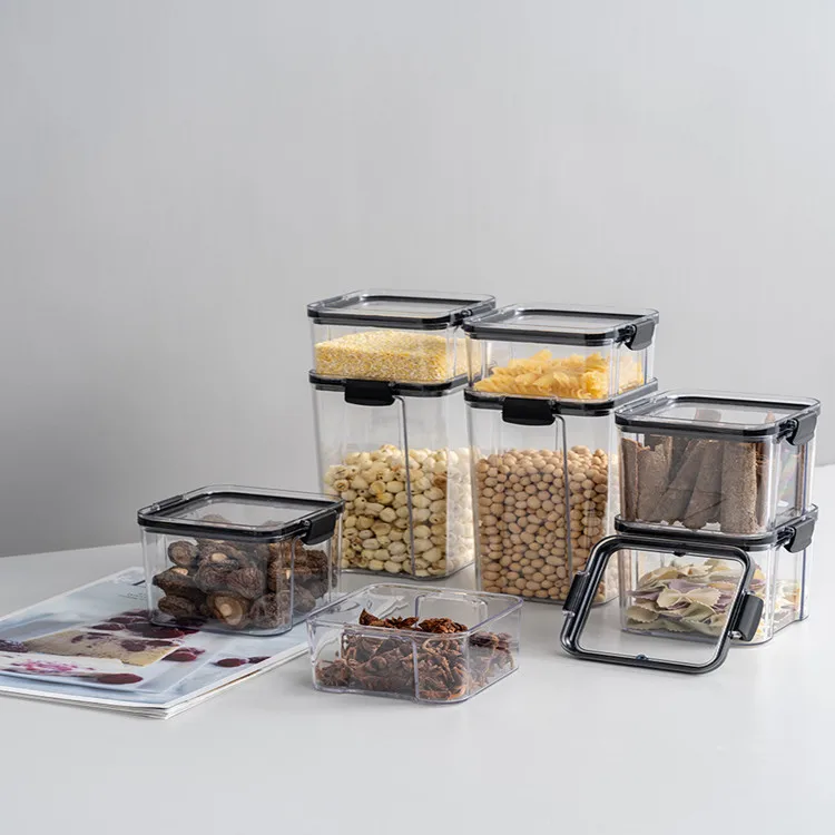 

Wholesale Airtight BPA Free Dry Fruit Grain Cereal Pasta Storage Container Sealed Plastic Lid Food Storage Pot