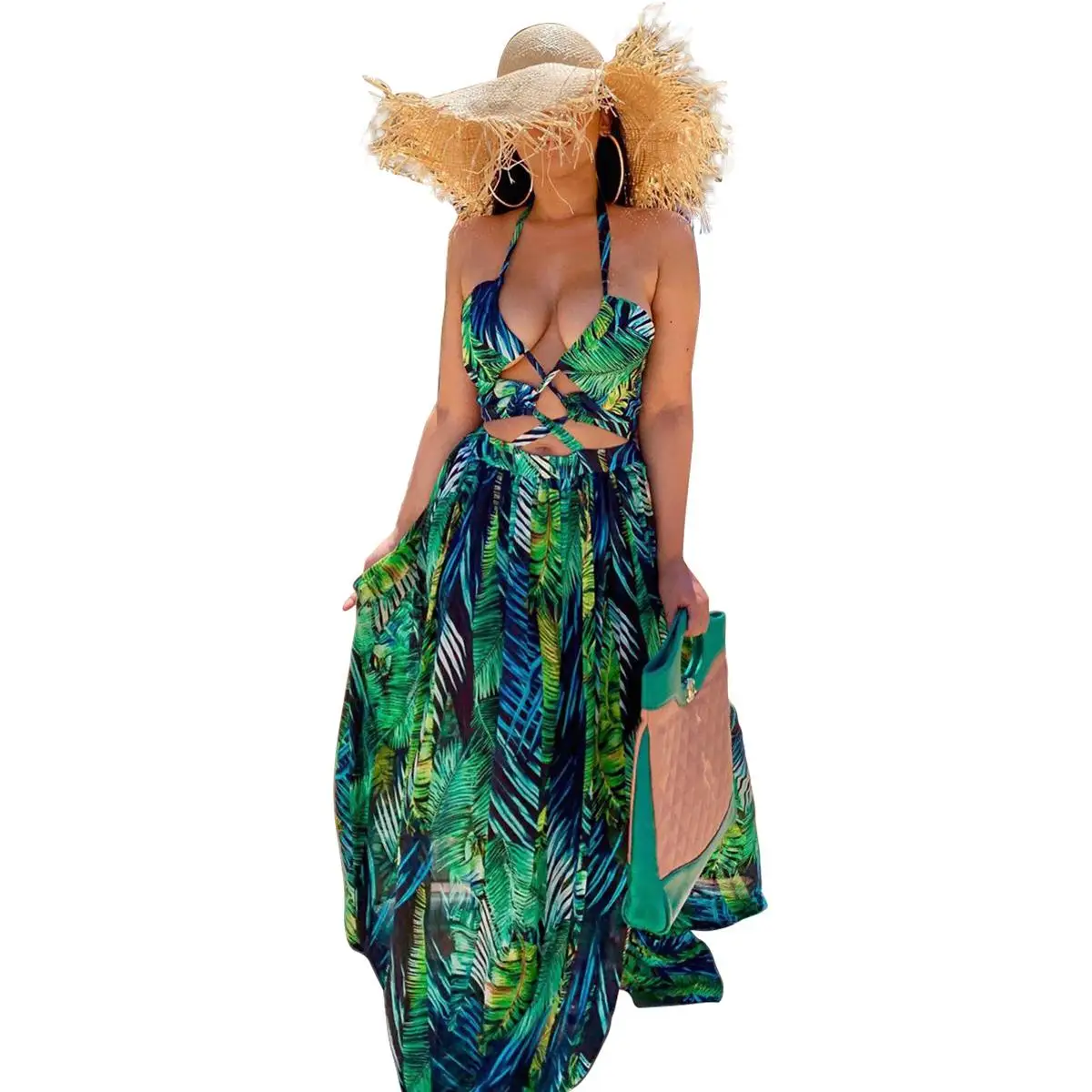 

Summer Women Casual Dresses Digital Printing Big Swinging Skirt Tethering Fashion Sexy 202006180271