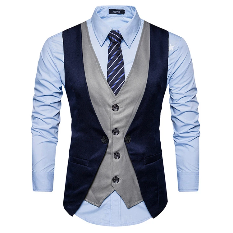 

Formal Men Vest Waistcoat Single Breasted Custom Suit Vest Men Cotton Casual Navy Chalecos Hombre, Navy dark gray black brown red