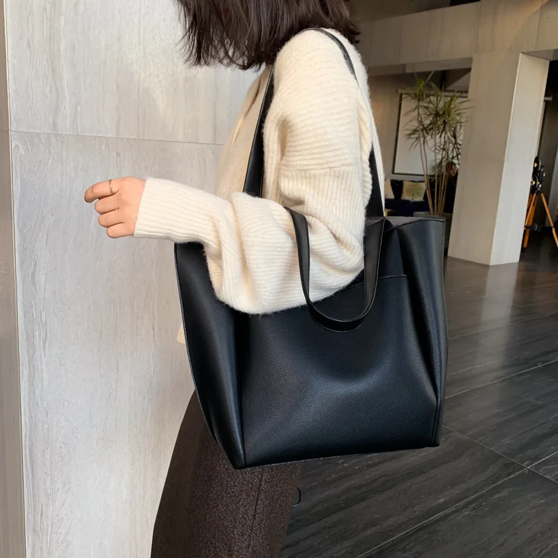 

Women's Bag Large Capacity Shoulder Bags High Quality PU Leather Handbags and Purse Female Retro Tote Bags, 3 colors