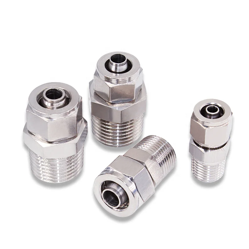 

PC series SS304 nut locking pneumatic connector stainless pipe fittings