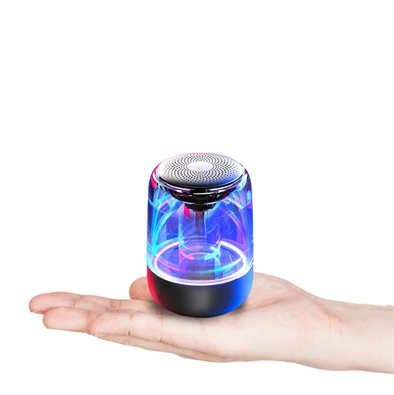 

2021 Amazon Top Seller blue tooth speaker LED colorful atmosphere light TWS speaker HIFI Stereo blue tooth speaker with Mic, Polychromatic