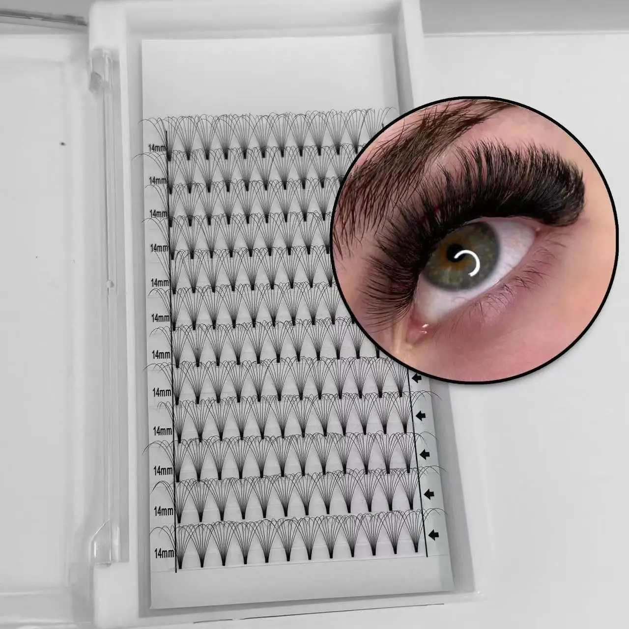 Wholesale Short Stem Silk Premium Lash Extension 3D 4D 5D 6D 7D 8D 9D 10D Pre-Made Fiber Volume Eyelash PBT Material