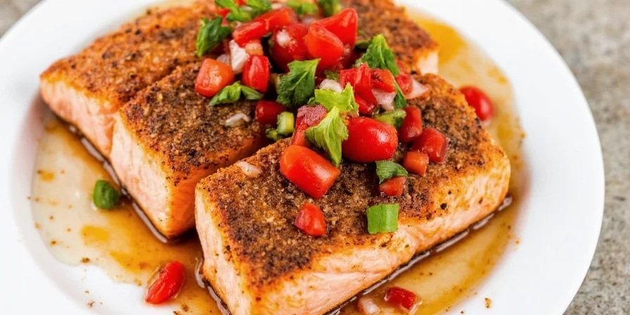 Cayenne and brown sugar glaze on baked salmon