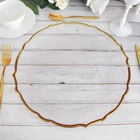 

New design restaurant or wedding decor clear fancy glass charger plates with gold rim